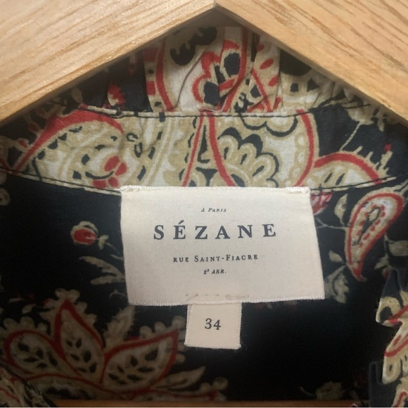 Sezane Capri Mini Dress Black Multi Paisley Size 34 Size US 2 - Picture 5 of 16